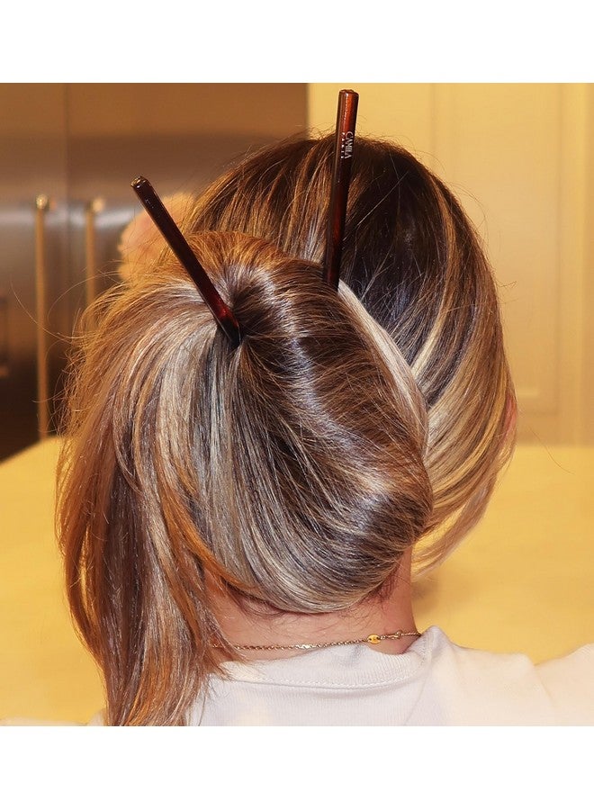 CAMILA Paris Ad282 French Twist Stick Hair Pin Set Of 2 Tortoise Shell Girls Chopsticks Hair Pins For Girls Spiral Updo Chignon Bun Holder Styling Hair Accessories For Women Made In France  - Image 2