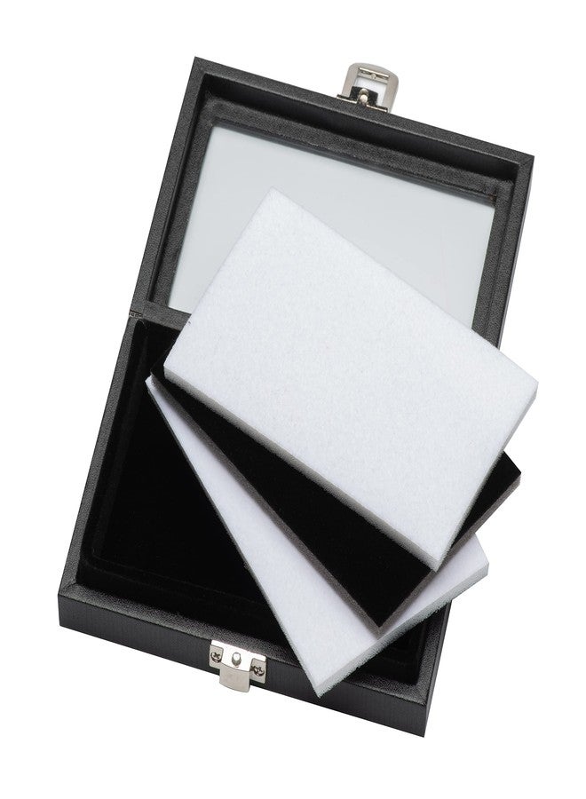 Giftop Jewelry Display Case Tempered Glass Top Lid Black Leatherette,Gemstone Display Case Jewelry Storage Box with Metal Clasp (Small) - Image 5