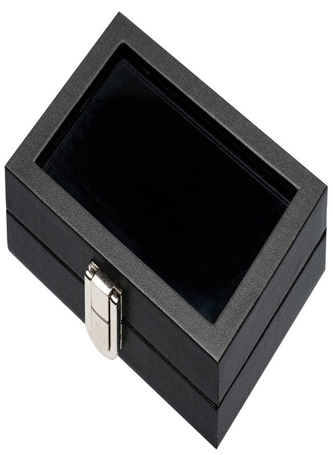 Giftop Jewelry Display Case Tempered Glass Top Lid Black Leatherette,Gemstone Display Case Jewelry Storage Box with Metal Clasp (Small) - Image 1