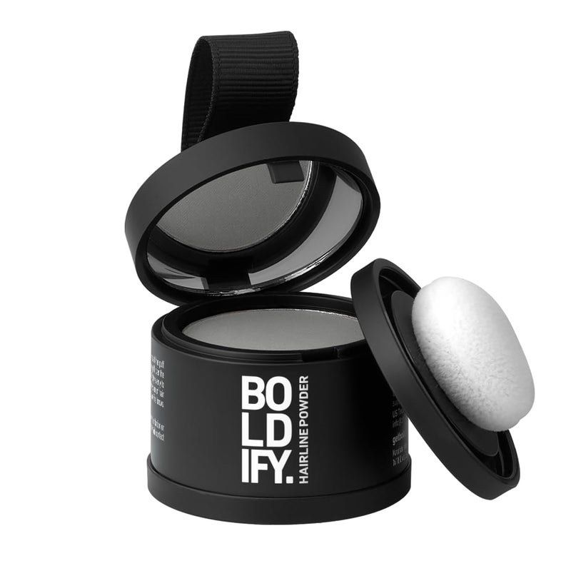 BOLDIFY Hairline Powder - Root Touch Up Hair Color for Gray Coverage - Bald Spot Concealing Hair Powder for Women & Men - 24-Hour Stain-Proof - Gray - Image 1