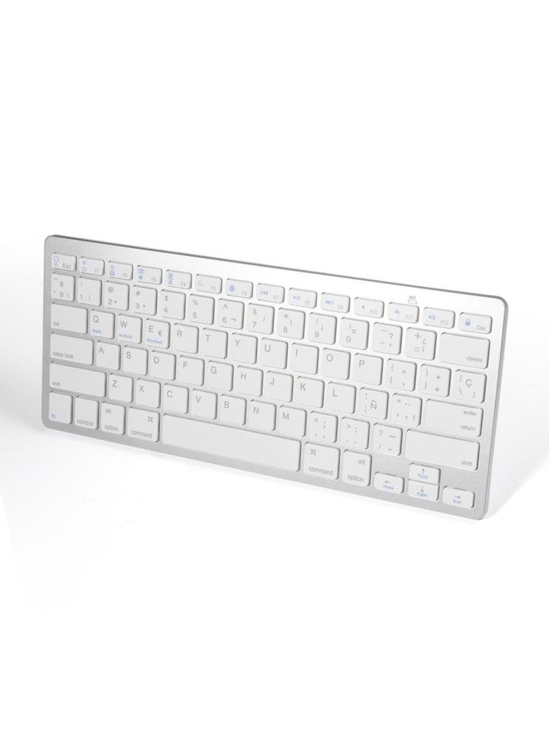 Generic - Ultra-Slim Wireless Bluetooth Keyboard | Compatible with iPad, iPhone, MacBook, Windows PC, Samsung & More – White - Image 1