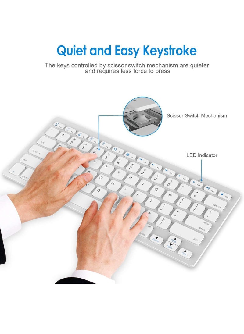 Generic - Ultra-Slim Wireless Bluetooth Keyboard | Compatible with iPad, iPhone, MacBook, Windows PC, Samsung & More – White - Image 1