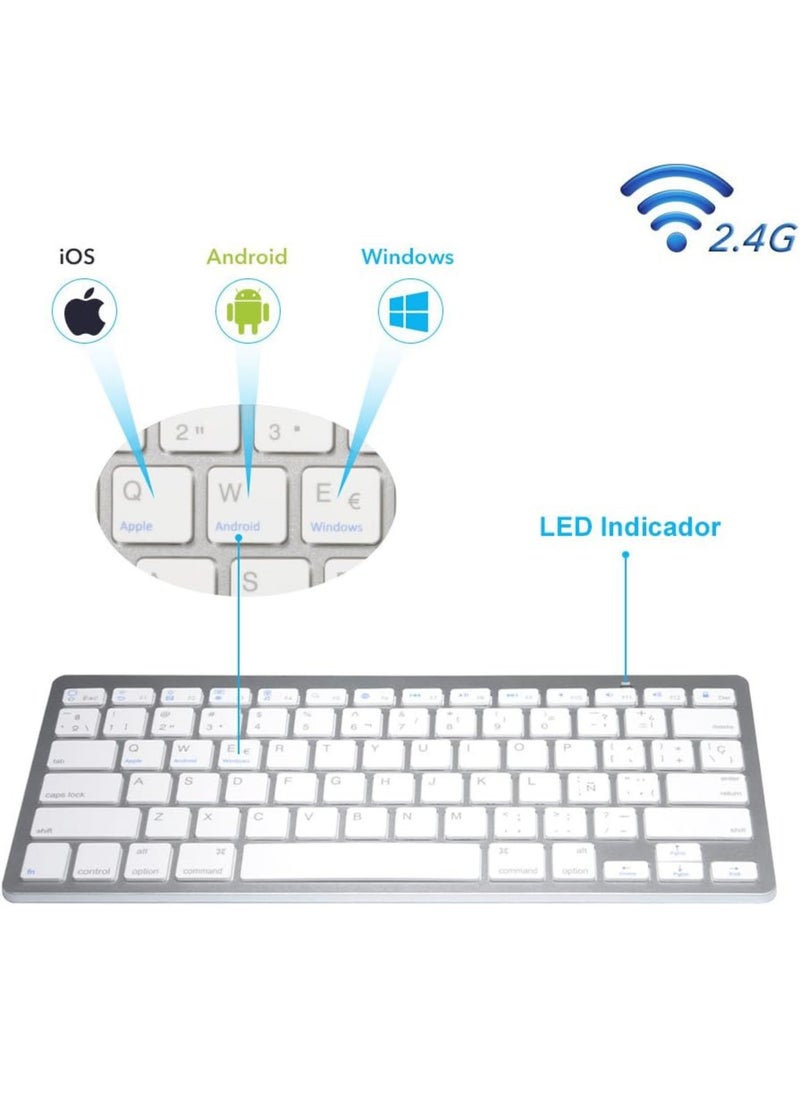 Generic - Ultra-Slim Wireless Bluetooth Keyboard | Compatible with iPad, iPhone, MacBook, Windows PC, Samsung & More – White - Image 1