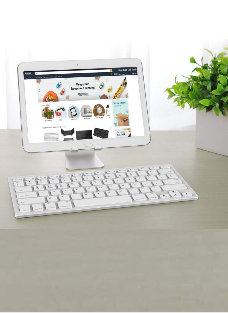 Generic - Ultra-Slim Wireless Bluetooth Keyboard | Compatible with iPad, iPhone, MacBook, Windows PC, Samsung & More – White - Image 1
