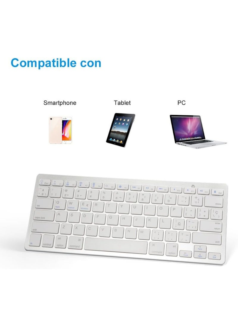 Generic - Ultra-Slim Wireless Bluetooth Keyboard | Compatible with iPad, iPhone, MacBook, Windows PC, Samsung & More – White - Image 1