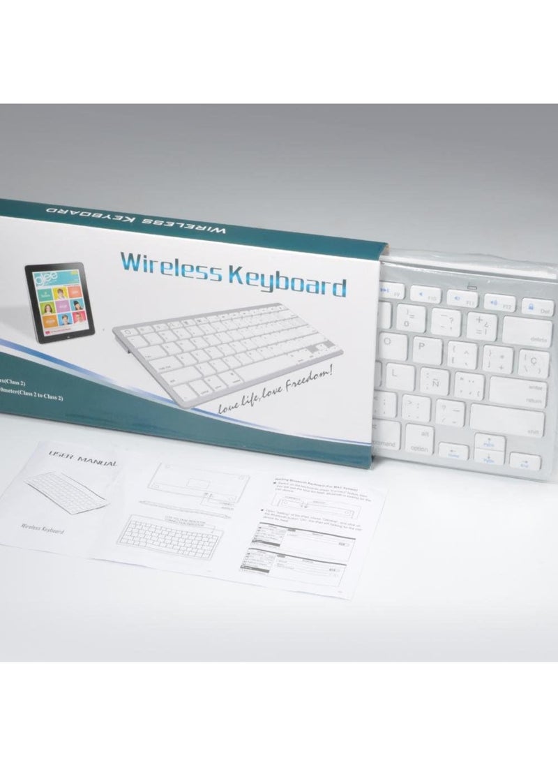 Generic - Ultra-Slim Wireless Bluetooth Keyboard | Compatible with iPad, iPhone, MacBook, Windows PC, Samsung & More – White - Image 1