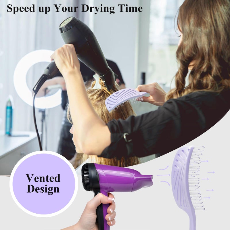 START MAKERS Hair Brush, Professional Vented Detangling Brush for Wet & Dry Curly Thick Straight Hair, Women Men Wide Paddle Brush Curved Detangler Hairbrush Lavender Purple - Image 2
