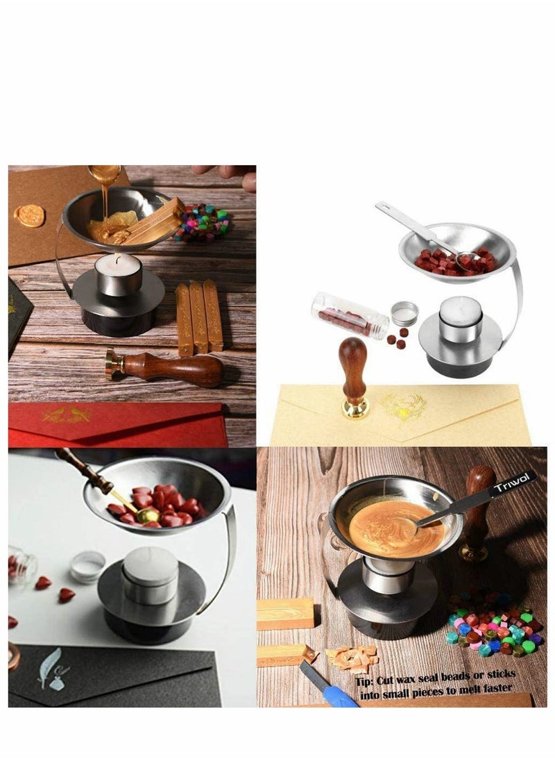 Excefore Sealing Wax Melting Furnace, Wax Seal Warmer, Wax Melting Furnace Tool Melting Spoon Kit Sealing Wax Beads Save Hours of Making Amounts of Seals for Melting Wax Seal Sticks, Set of 2  - Image 3