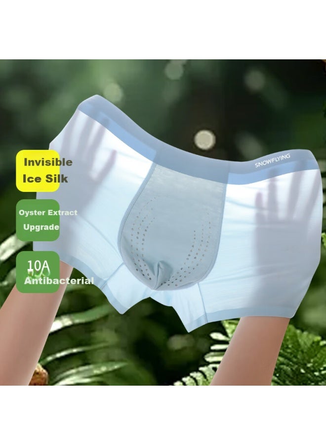 Snowflying Men's Underwear, Ice Silk Seamless Cool Feeling, 10a Antibacterial Mesh Breathable, Oyster Care, Large Size Boxer Briefs