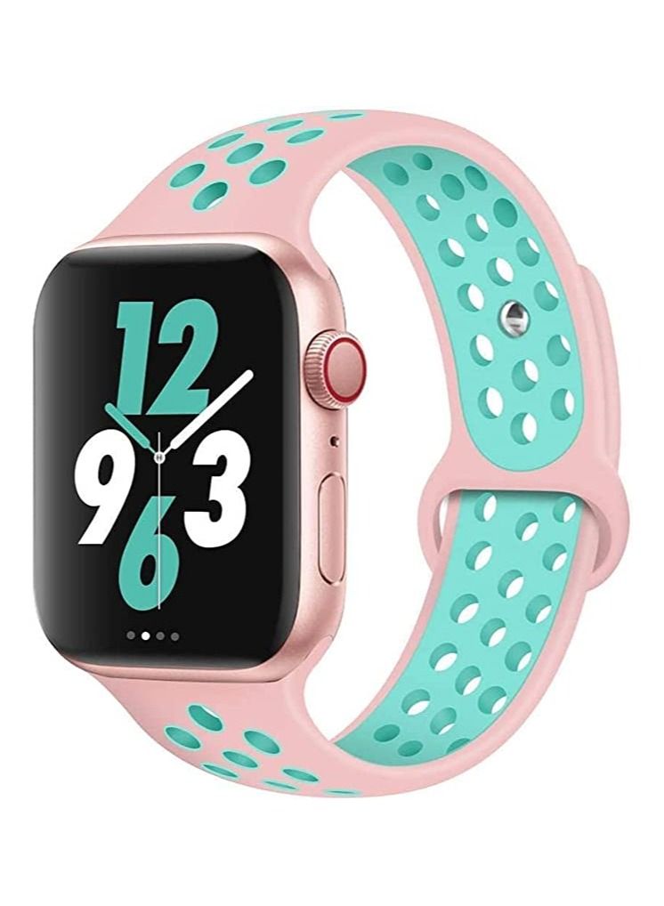 Compatible with Apple Watch Band 45mm 44mm 42mm 49mm ,Soft Silicone Sport Breathable Replacement Band Compatible for Apple Watch SE iWatch Series 7 8 6 5 4 3 2 1 ultra,Purple & Green L/M