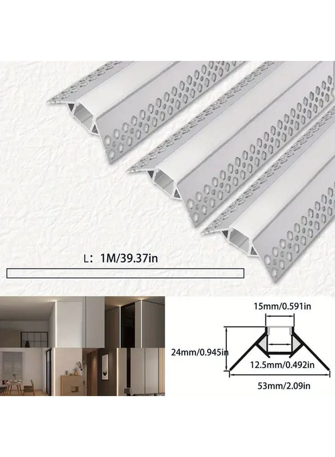 6pcs 3 3ft Aluminum LED Strip Light Channel With Concave Corners Milky White PC Cover - Image 4