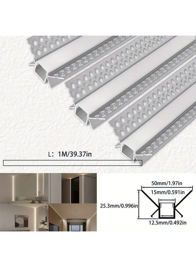 6pcs 3 3ft Aluminum LED Strip Light Channel With Concave Corners Milky White PC Cover - Image 5