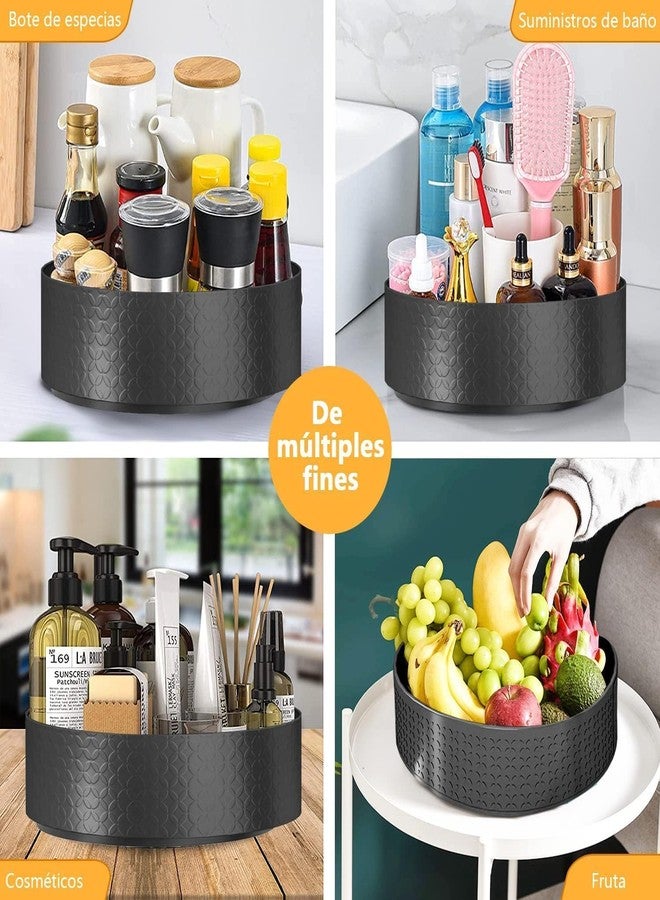 Olpad Rotating Spice Rack Organizer, Black Steel Countertop Lazy Susan Organizer, Swivel Condiment Holder for Kitchen & Pantry, Multilevel Storage for Oil, Vinegar, Jars & Seasoning Bottles (3- TIER) - Image 3