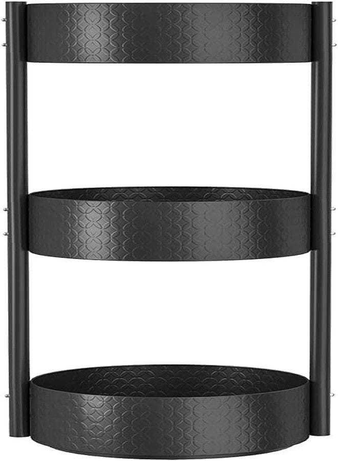 Olpad Rotating Spice Rack Organizer, Black Steel Countertop Lazy Susan Organizer, Swivel Condiment Holder for Kitchen & Pantry, Multilevel Storage for Oil, Vinegar, Jars & Seasoning Bottles (3- TIER) - Image 4