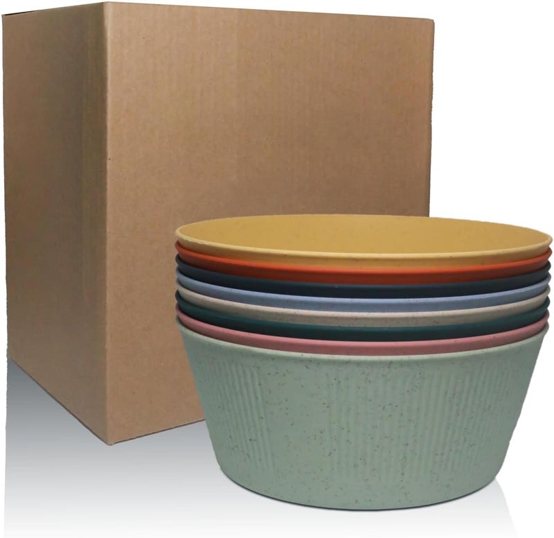 WANBY Plastic Bowls Set Large Salad Bowls Lightweight Unbreakable Dinner Bowls Set Dishwasher  Microwave Safe 8 Pack 54Oz - Image 2