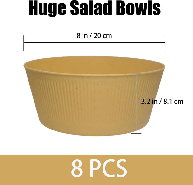 WANBY Plastic Bowls Set Large Salad Bowls Lightweight Unbreakable Dinner Bowls Set Dishwasher  Microwave Safe 8 Pack 54Oz - Image 3