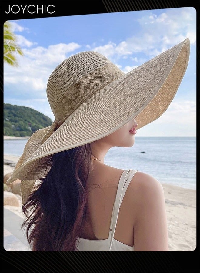 Joychic قبعة سفر عصرية للنساء صيفية ذات حافة عريضة لحماية من الشمس خفيفة الوزن قابلة للطي للاستخدام في الهواء الطلق على الشاطئ - Image 1