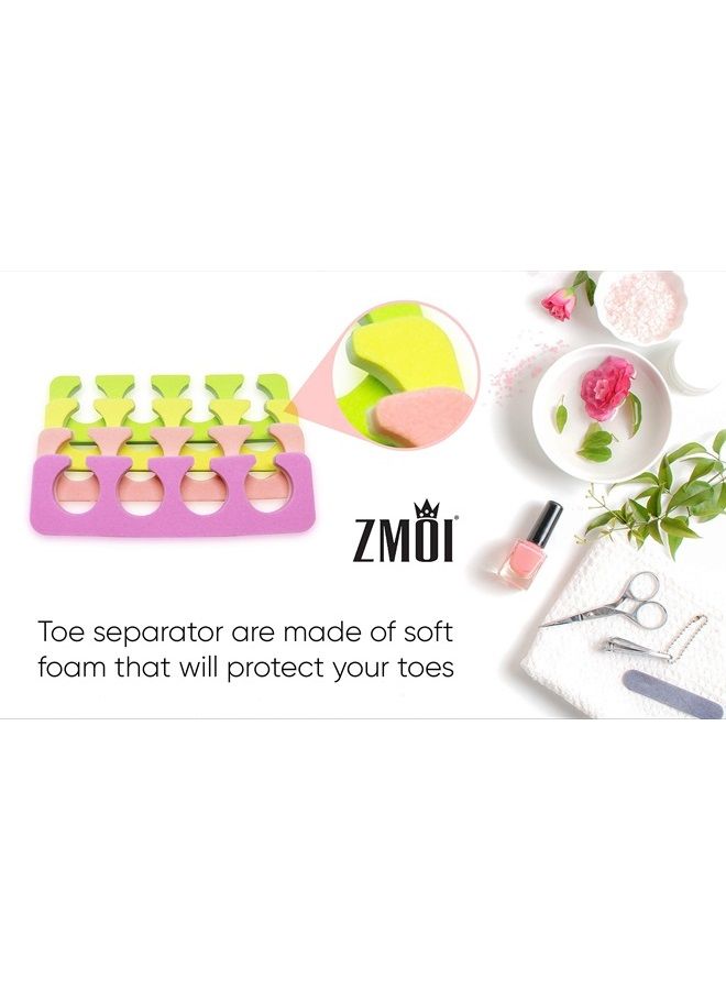 ZMOI Toe Separators Set - Premium Pedicure Tool Kit 24 Pieces Super Soft & Durable Two Tone ZMOI - Image 5
