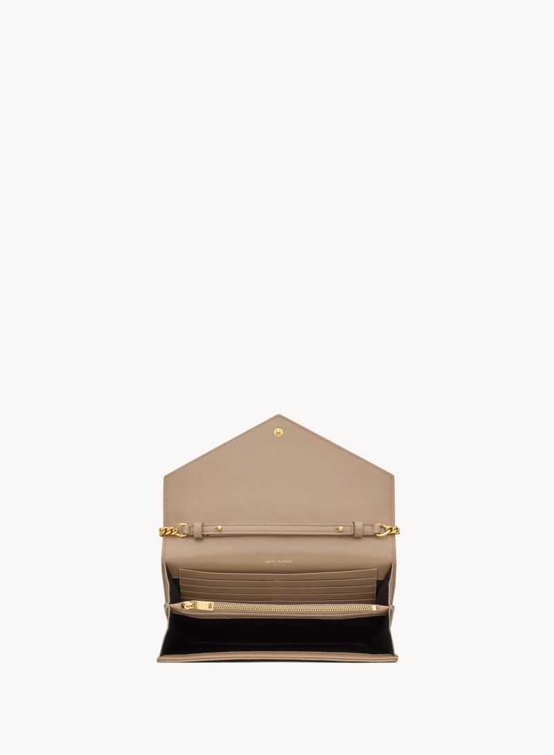 Yves Saint Laurent Saint Laurent Classic Cassandre Chain Wallet Bag, Women's Leather Wallet, Womens Shoulder Bag, Women's Cross body Bag, Women's Hand Bag Beige-22cm  - Image 3