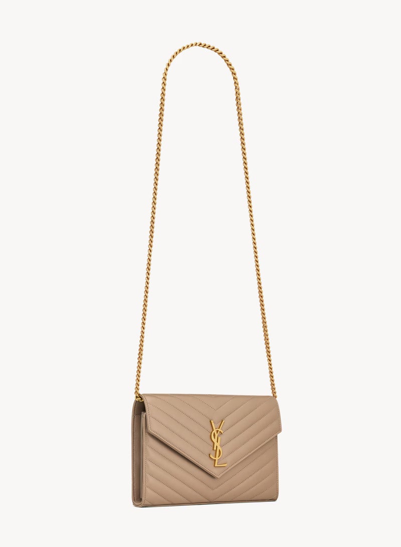 Yves Saint Laurent Saint Laurent Classic Cassandre Chain Wallet Bag, Women's Leather Wallet, Womens Shoulder Bag, Women's Cross body Bag, Women's Hand Bag Beige-22cm  - Image 4