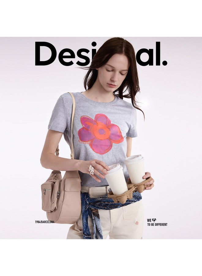 DESIGUAL women's Floral Embroidered Print T-shirt Ss25 - Image 3