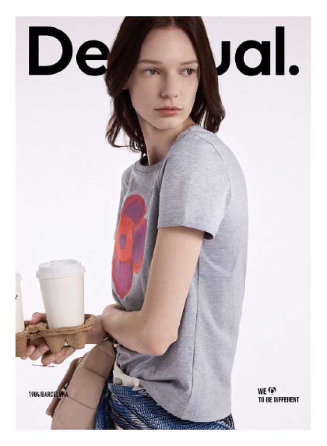 DESIGUAL women's Floral Embroidered Print T-shirt Ss25 - Image 1