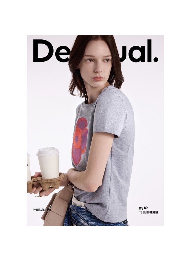 DESIGUAL women's Floral Embroidered Print T-shirt Ss25 - Image 2