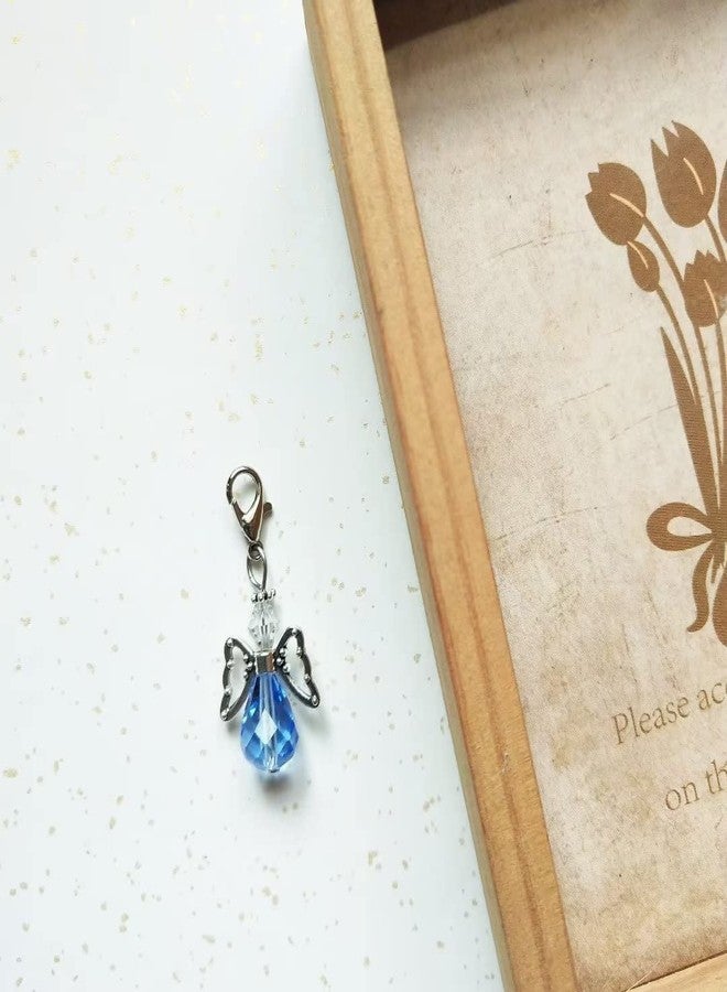 LFaize Something blue angel, Something blue gift, Wedding Bouquet clip charm, Wedding gift for daughter (ClearBlueGlass) - Image 2