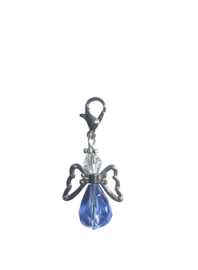 LFaize Something blue angel, Something blue gift, Wedding Bouquet clip charm, Wedding gift for daughter (ClearBlueGlass) - Image 1