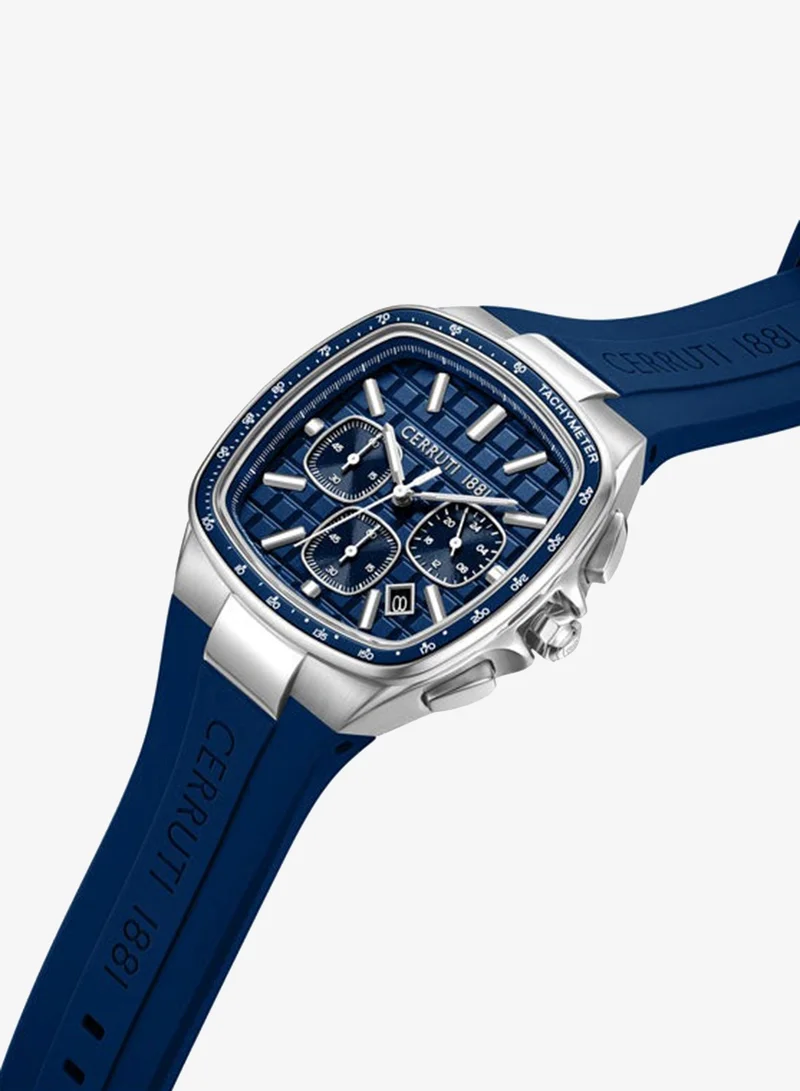 شيروتي 1881 Casale Blue Dial Silicone Strap Analog Watch for Men, 42mm