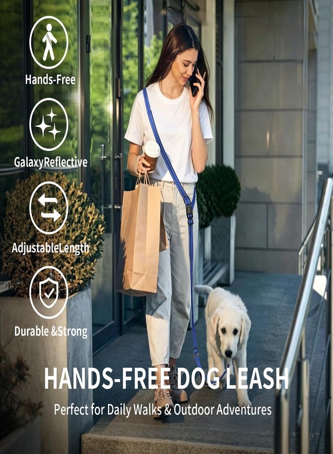 kazazoo Hands Free Dog Leash by Kazazoo, Adjustable 5.8-8.5FT Waist & Crossbody Leash with Quick Off Buckle, Reflective Stitches for Walking, Jogging,Medium to Large Dog M Size Blue - Image 2