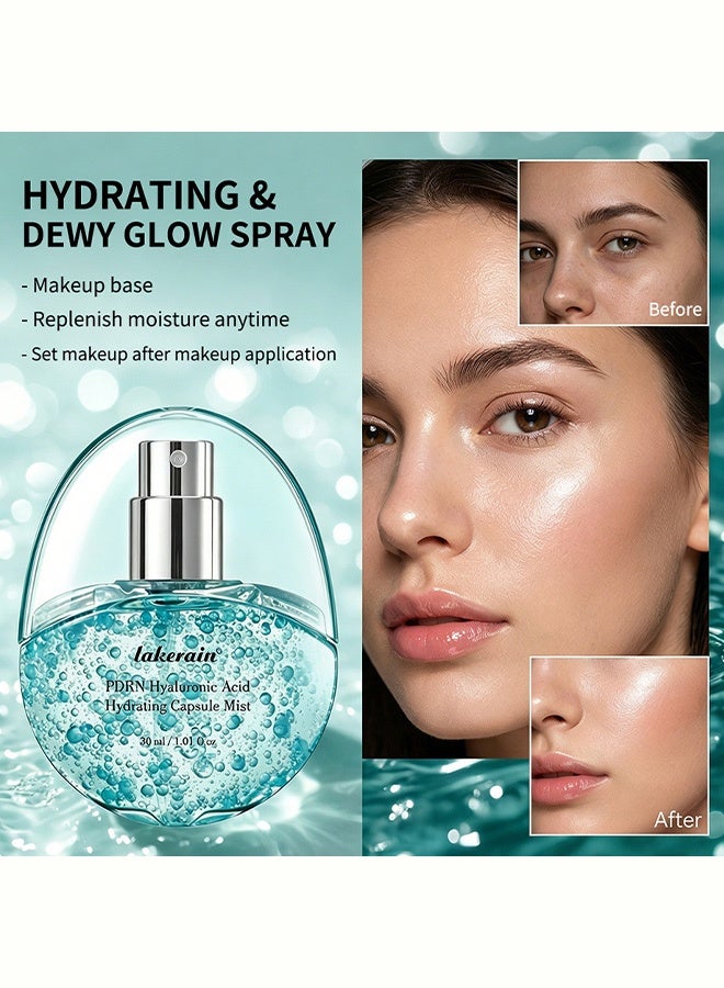 lakerain PDRN Hyaluronic Acid Hydrating Face Spray, Refreshing & Long-Lasting Moisture Mist, Gentle Skin Care for All Skin Types 30ml - Image 2
