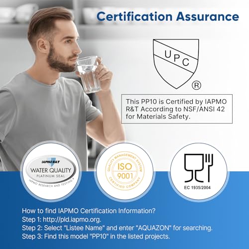 Pure Plus PUREPLUS 5 Micron 10" x 2.5" Whole House Sediment Home Water Filter Cartridge Replacement for Any 10 inch RO Unit, Culligan P5, Aqua-Pure AP110, Dupont WFPFC5002, CFS10, WHKF-G05, 6Pack - Image 2