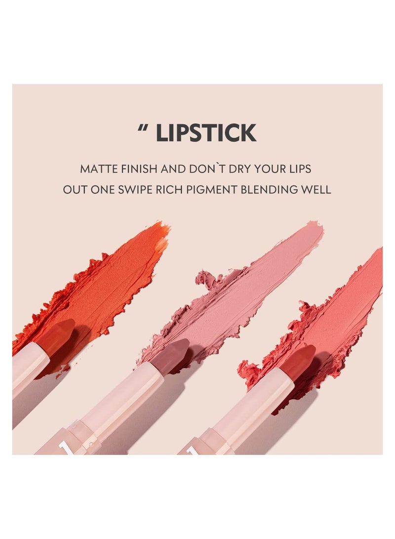 2 in 1 Long Lasting Lipstick and Liner Set with Nude Red Shades Perfect for Daily Wear and Gifting 6 Pcs Collection - Image 3