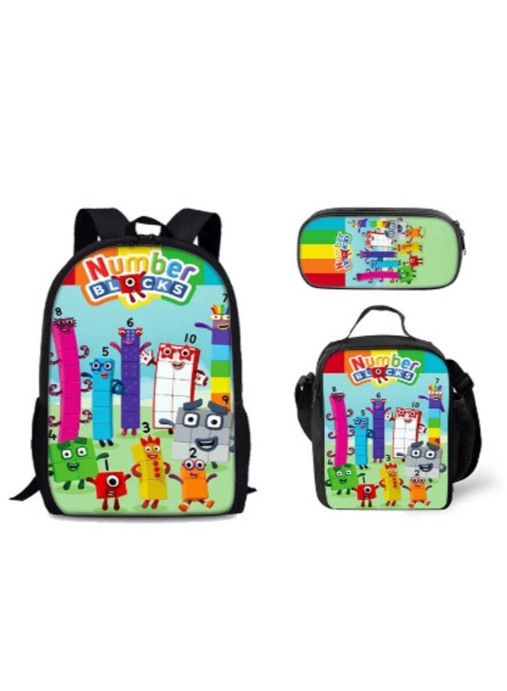 Student large capacity backpack cartoon backpack shoulder bag shoulder bag pencil case three piece set - Image 1