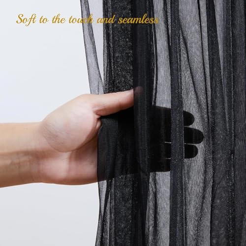 Filloxy 2pcs Backdrop Decoration Net Tulle Large Size, Nylon Made, Reusable, Soft, Wrinkled Free, 8 x 5 ft Each, Cabana Tent Party Decoration Items for Birthday, Anniversary (Black) - Image 5