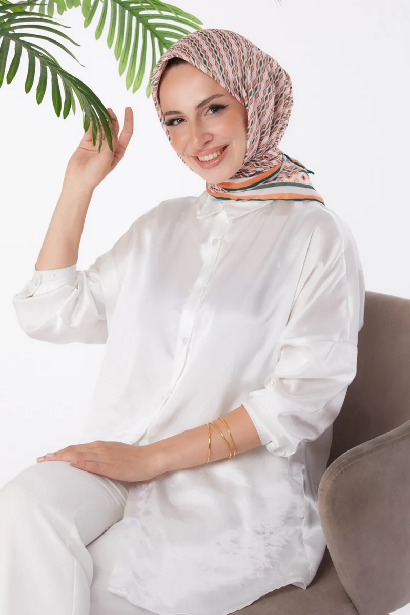 Tofisa Plain Medium Women's Khaki Patterned Scarf - 25974