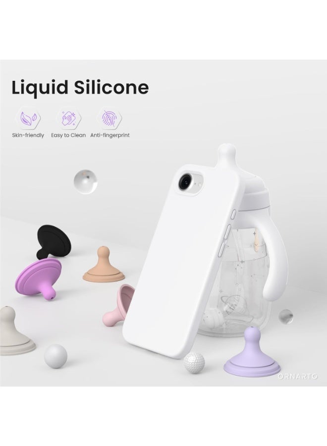 جراب متوافق مع iPhone 16e مقاس 6.1 بوصة (2025)، جراب هاتف من السيليكون السائل بثلاث طبقات مغطى بالكامل بجل ناعم من المطاط، غطاء واقٍ مقاوم للصدمات مع بطانة من الألياف الدقيقة المضادة للخدش - (أبيض) - Image 2