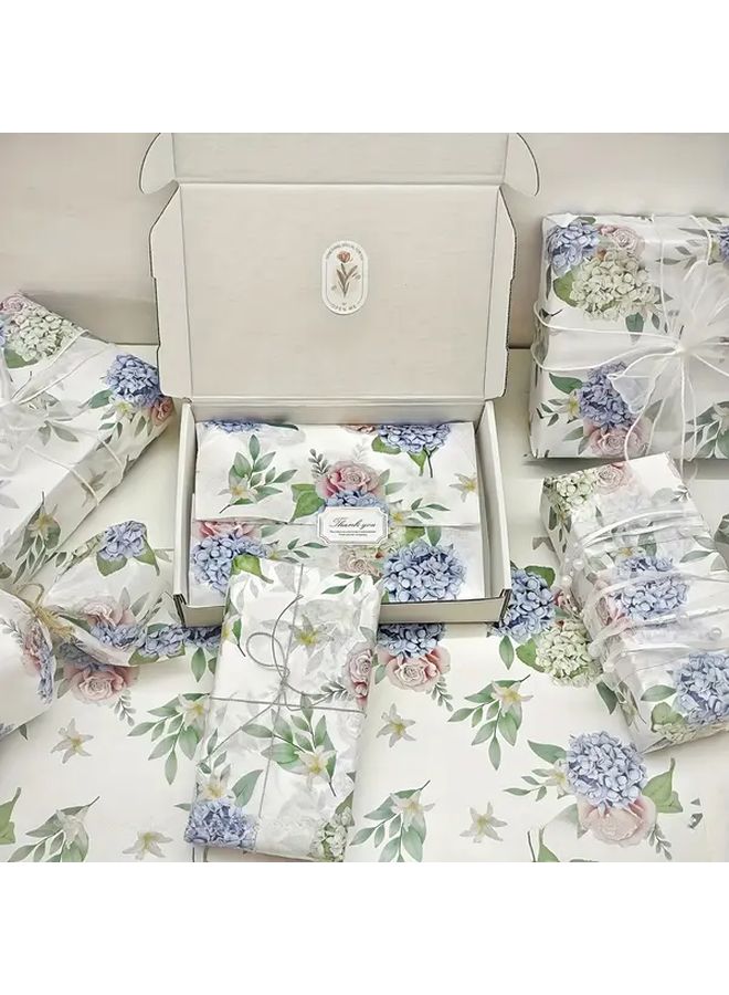 10 Sheets Hydrangea Floral Wrapping Paper 20x14 Inch Translucent Tissue Gift Wrap For Birthdays Weddings Easter Mothers Day DIY Packaging Bouquet - Image 1