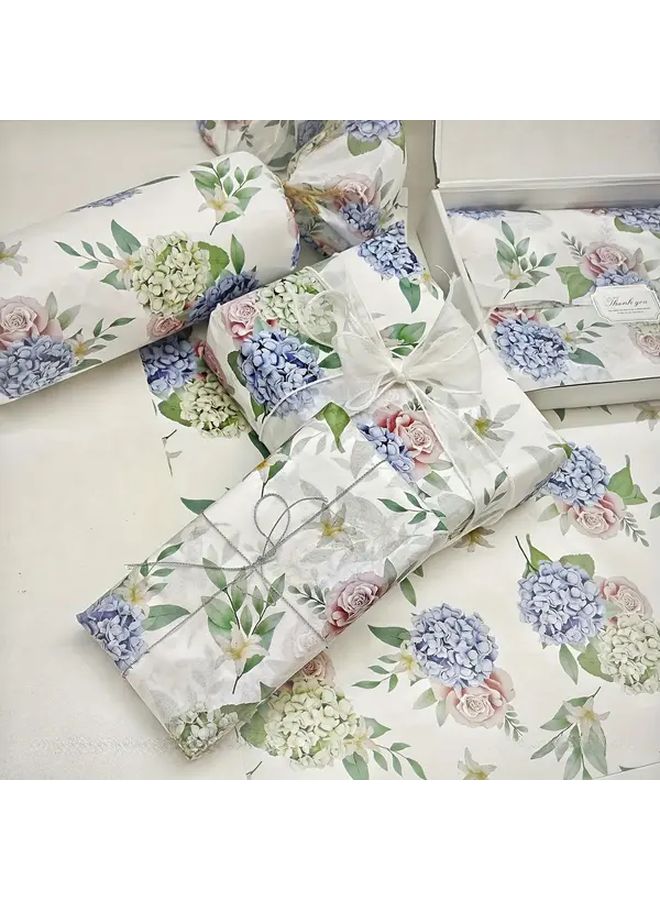 10 Sheets Hydrangea Floral Wrapping Paper 20x14 Inch Translucent Tissue Gift Wrap For Birthdays Weddings Easter Mothers Day DIY Packaging Bouquet - Image 2