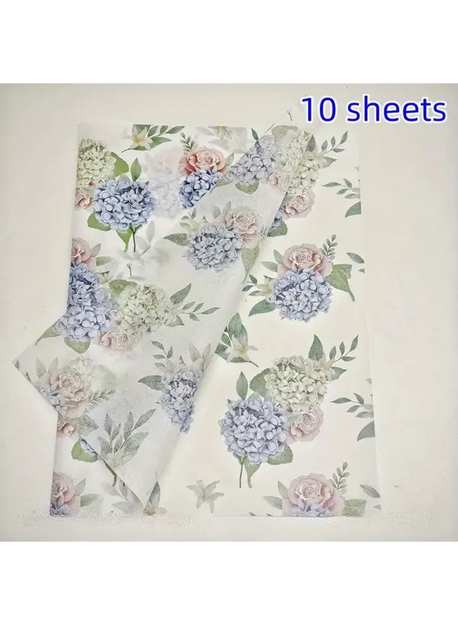 10 Sheets Hydrangea Floral Wrapping Paper 20x14 Inch Translucent Tissue Gift Wrap For Birthdays Weddings Easter Mothers Day DIY Packaging Bouquet - Image 4