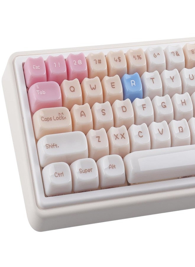 TYRIXKI Ceramic Jade Ragdoll Cat Keycaps, 148 Keys Translucent Pink Jelly Cute Keycaps Mao Profile Creamy Custom Keycap for Cherry Gateron MX Swithes Mechanical Keyboards - Image 1