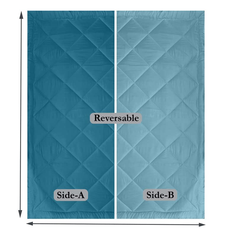 CHICERY Microfiber Reversible Solid Extra Comfort & Soft Comforter||Blanket Single Bed 250 GSM Ultra Soft Comforter for Winter-Teal Sky-Pack of 1 - Image 5