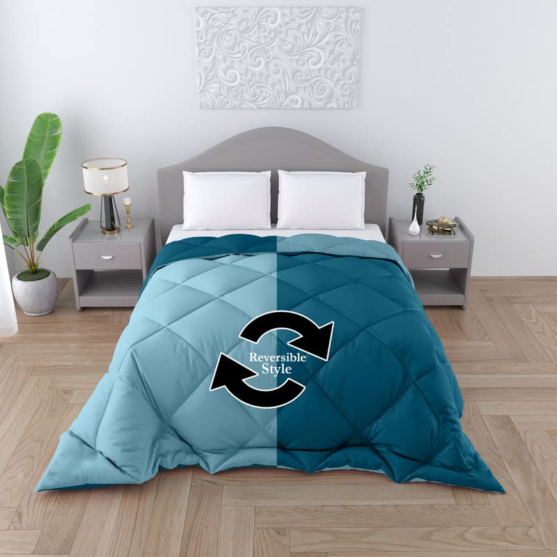 CHICERY Microfiber Reversible Solid Extra Comfort & Soft Comforter||Blanket Single Bed 250 GSM Ultra Soft Comforter for Winter-Teal Sky-Pack of 1 - Image 1