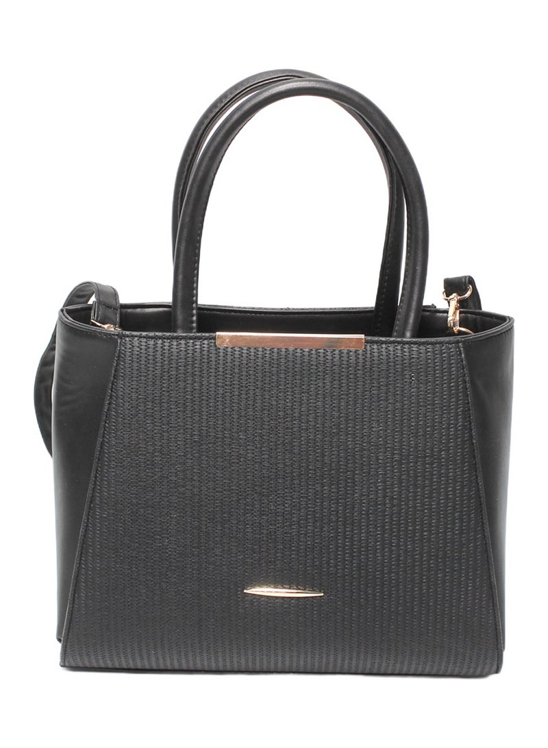 Glitter Women Bag with Cross Hand - Black - Image 2