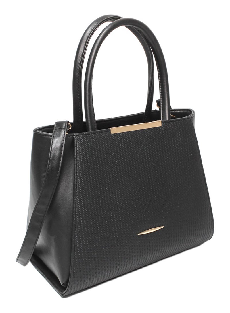 Glitter Women Bag with Cross Hand - Black - Image 1