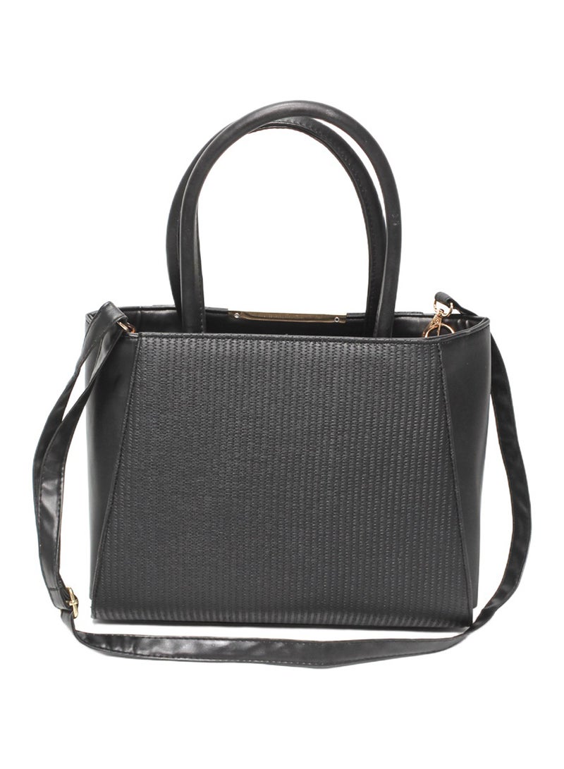 Glitter Women Bag with Cross Hand - Black - Image 3