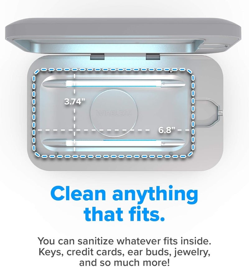 PhoneSoap Wireless UV Phone Sanitizer & Universal Phone Charger Box with Qi Charging | Patented & Clinically Proven 360-Degree UV-C Light Sanitizer | Disinfects and Charges All Phones (Gunmetal Grey) - Image 4