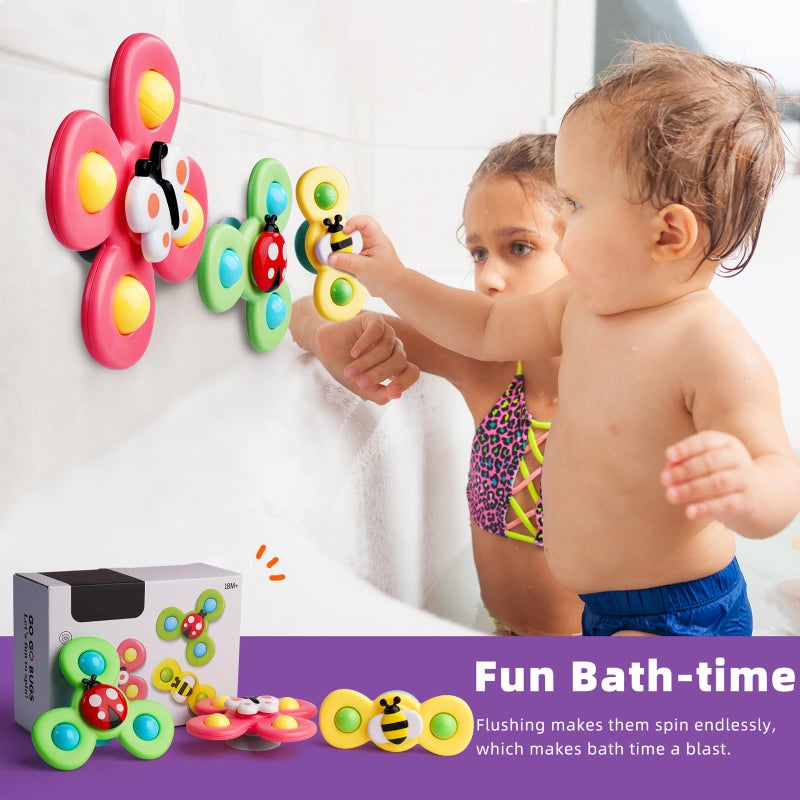 LiKee Strong Suction Cup Fidget Spinnerz Sensory Bath Toys for Baby 12 18 Months Airplane Car Travel Table & Window Toys for 1 2 Year Old Toddler Boys and Girls (Insect-1) - Image 5