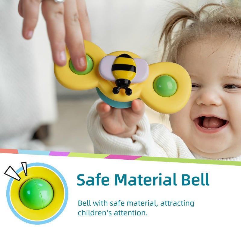 LiKee Strong Suction Cup Fidget Spinnerz Sensory Bath Toys for Baby 12 18 Months Airplane Car Travel Table & Window Toys for 1 2 Year Old Toddler Boys and Girls (Insect-1) - Image 2